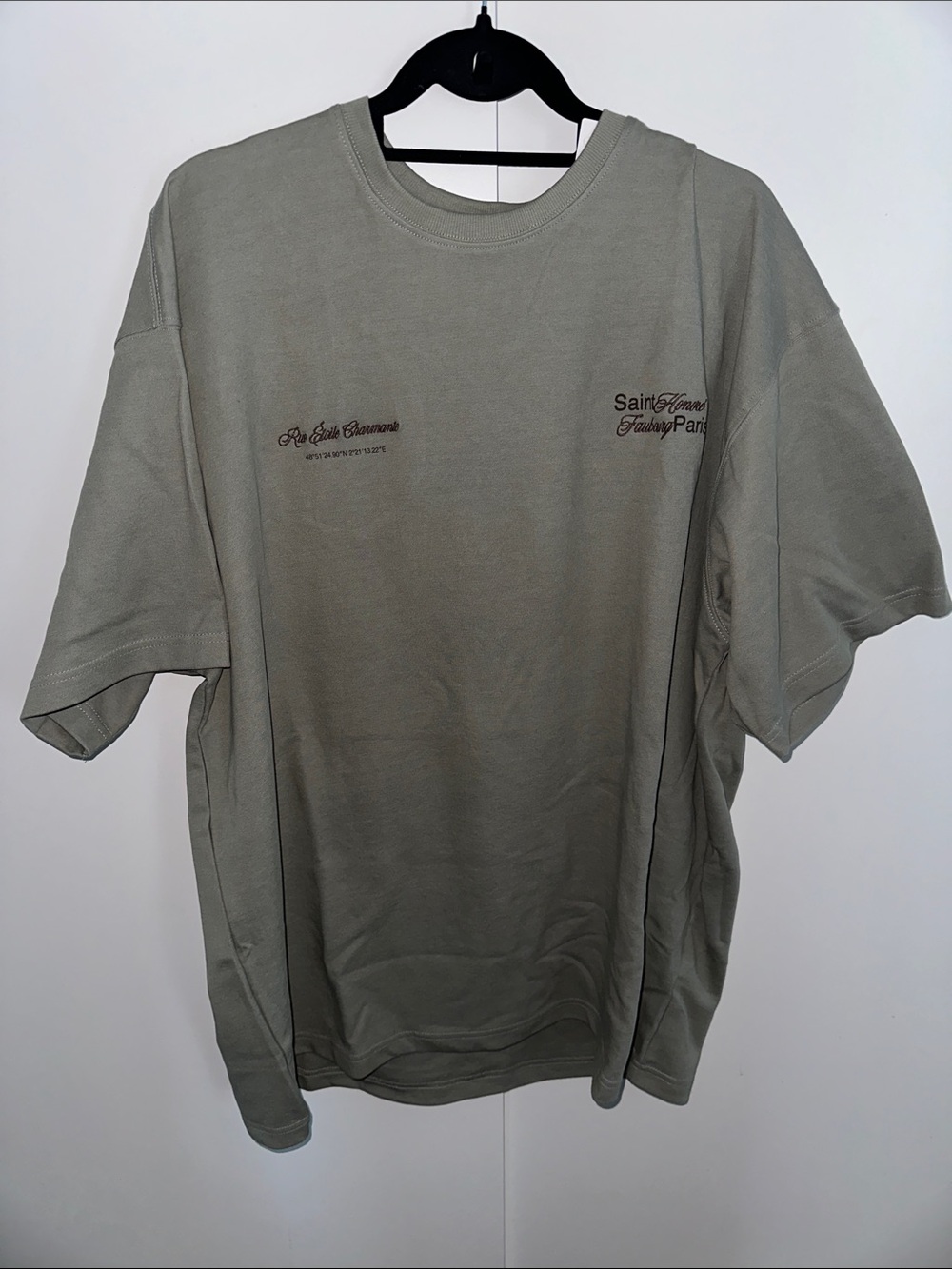 Denim & Flower Olive Crewneck Tee with Chest Script